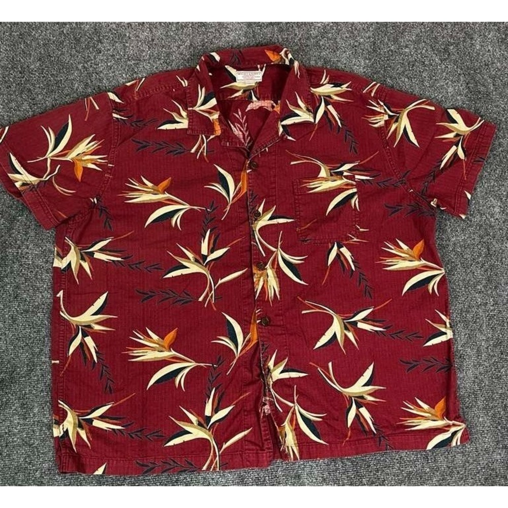 J Crew Wallace & Barnes Camp Collar Shirt Men's 3XL Floral Short Sleeve Cotton‎
